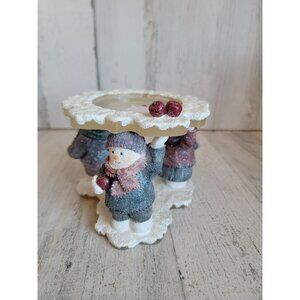 Snowman holding Candle holder Xmas glitter decor snowflake